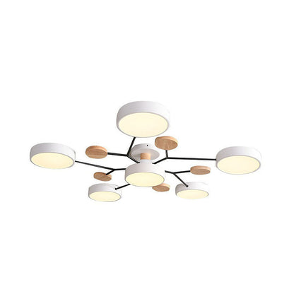 Contemporary Round Iron LED Semi-Flush Chandelier NALANI