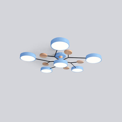 Contemporary Round Iron LED Semi-Flush Chandelier NALANI