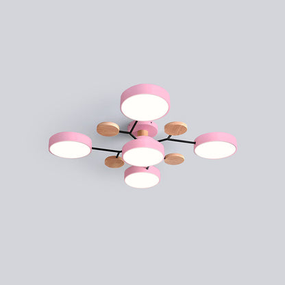 Contemporary Round Iron LED Semi-Flush Chandelier NALANI