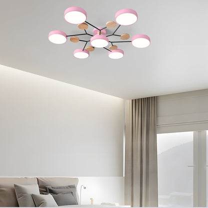 Contemporary Round Iron LED Semi-Flush Chandelier NALANI
