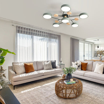 Contemporary Round Iron LED Semi-Flush Chandelier Green 6Lights-D90*H14CM NALANI