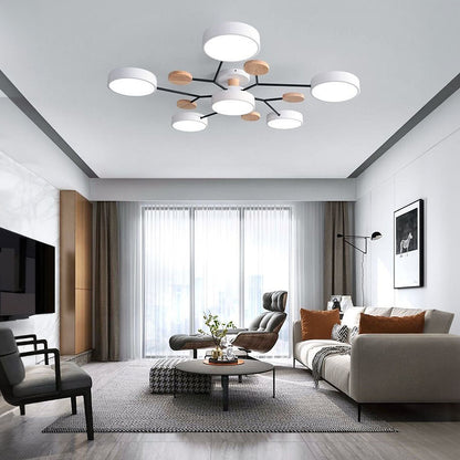 Contemporary Round Iron LED Semi-Flush Chandelier White 6Lights-D90*H14CM NALANI
