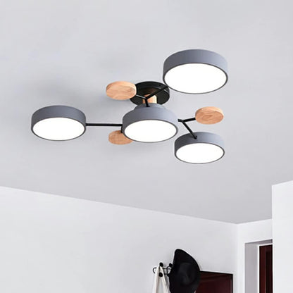 Contemporary Round Iron LED Semi-Flush Chandelier Grey 4Lights-D85*H14CM NALANI