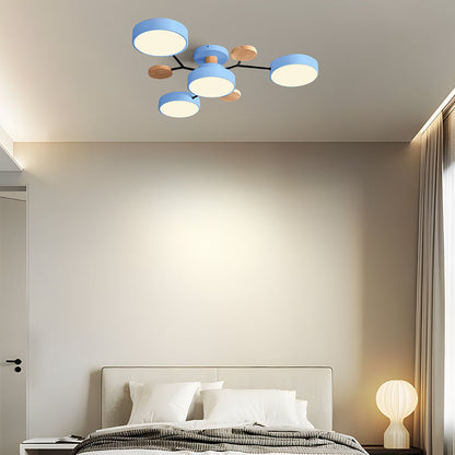 Contemporary Round Iron LED Semi-Flush Chandelier Blue 4Lights-D85*H14CM NALANI