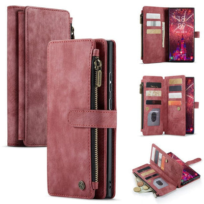 Leather Wallet Case With Zipper For Smartphones Card Slots-Portemonnees-NaLani