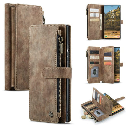 Leather Wallet Case With Zipper For Smartphones Card Slots-Portemonnees-NaLani
