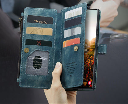 Leather Wallet Case With Zipper For Smartphones Card Slots-Portemonnees-NaLani
