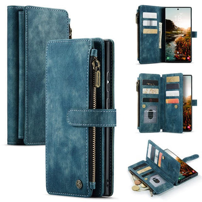 Leather Wallet Case With Zipper For Smartphones Card Slots-Portemonnees-NaLani