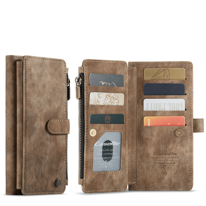 Leather Zipper Wallet Case For A Series Phones With Cards-Portemonnees-NaLani