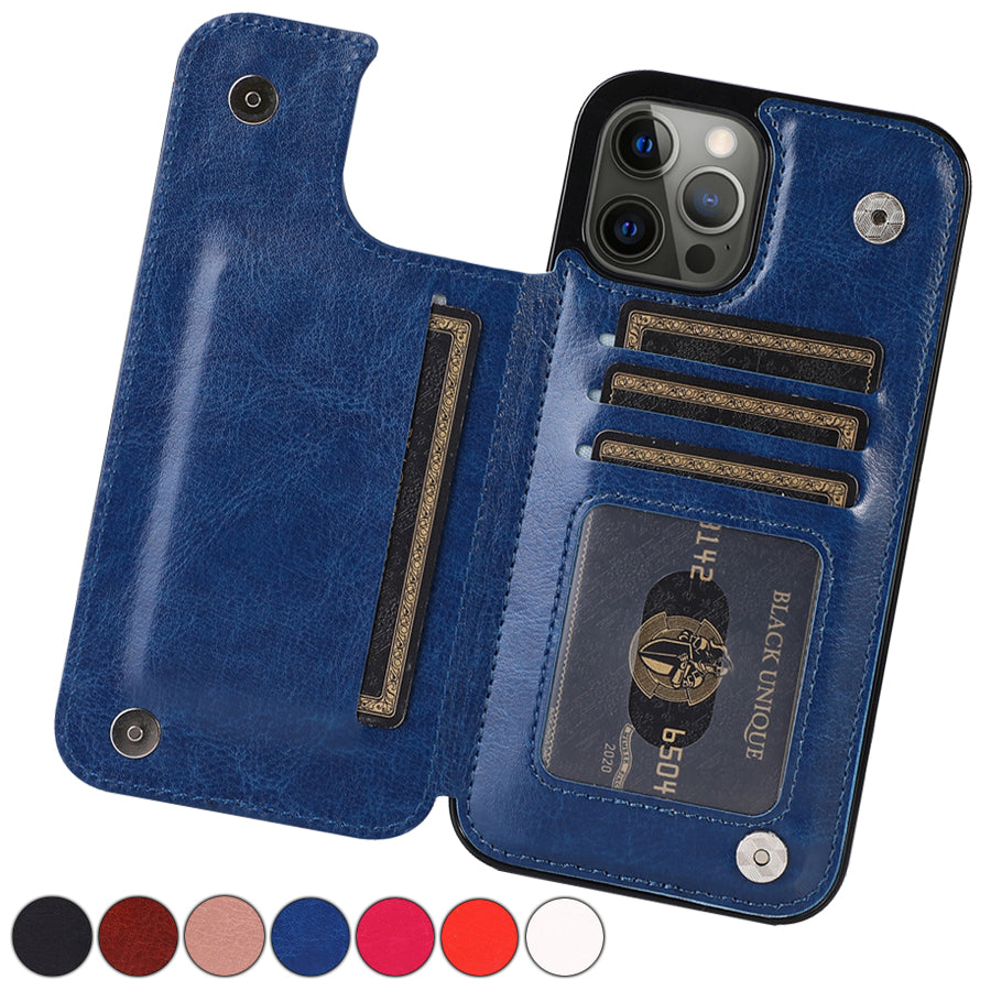 Luxury Leather Phone Case With Card Slots Magnetic Closure NALANI
