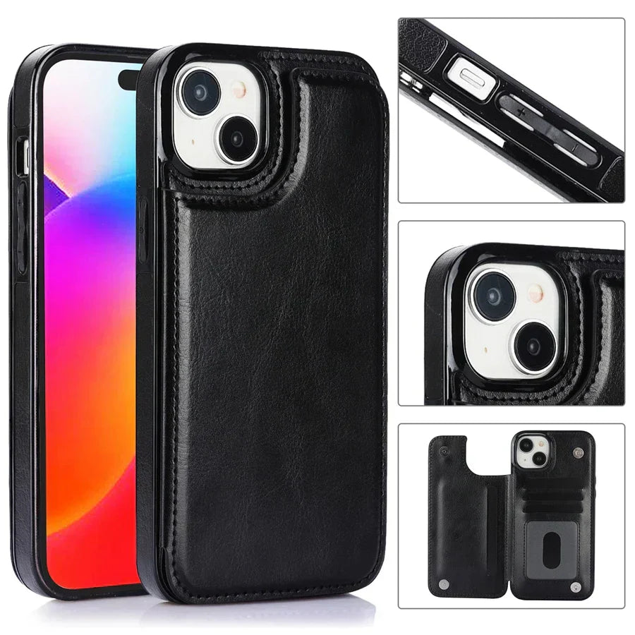 Luxury Leather Phone Case With Card Slots Magnetic Closure NALANI