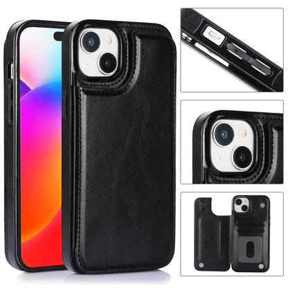 Luxury Leather Phone Case With Card Slots Magnetic Closure NALANI