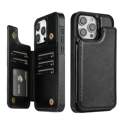 Luxury Leather Phone Case With Card Slots Magnetic Closure NALANI