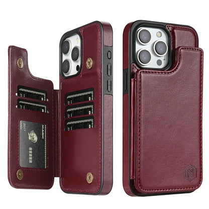 Luxury Leather Phone Case With Card Slots Magnetic Closure NALANI