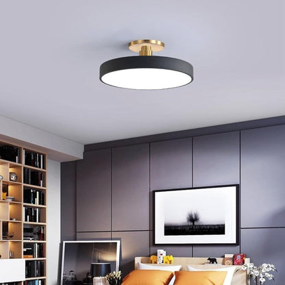 Modern Concise Circular LED Semi Flush Mount Ceiling Light 50cm Black D60cm*H13cm-48W NALANI
