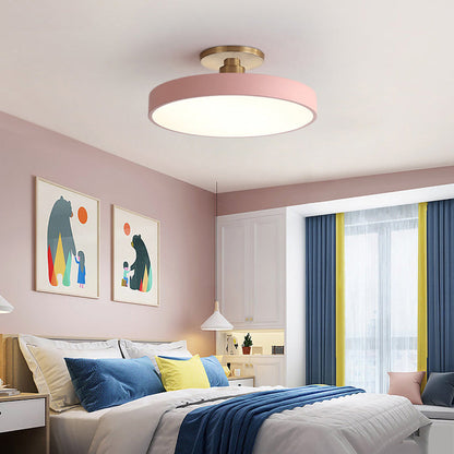 Modern Concise Circular LED Semi Flush Mount Ceiling Light 50cm Pink NALANI