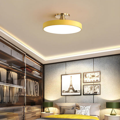 Modern Concise Circular LED Semi Flush Mount Ceiling Light 50cm Yellow NALANI