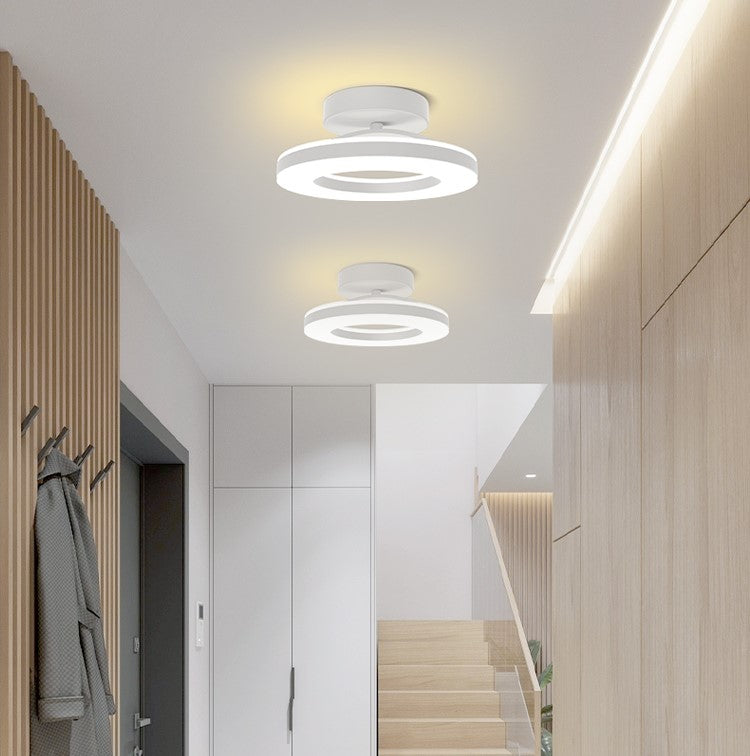 Modern Iron Hallway LED Ceiling Light for Elegant Ambiance White D20*H8CM 3 Colour Change By Switch NALANI