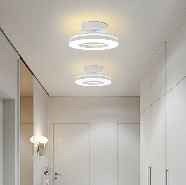 Modern Iron Hallway LED Ceiling Light for Elegant Ambiance White D20*H8CM Dimmable By Remote Control NALANI