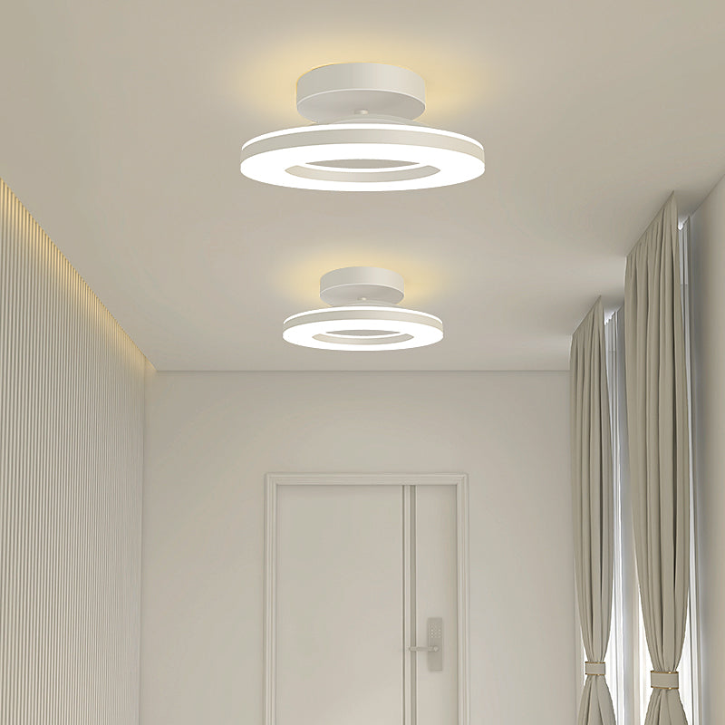 Modern Iron Hallway LED Ceiling Light for Elegant Ambiance White D30*H8CM 3 Colour Change By Switch NALANI