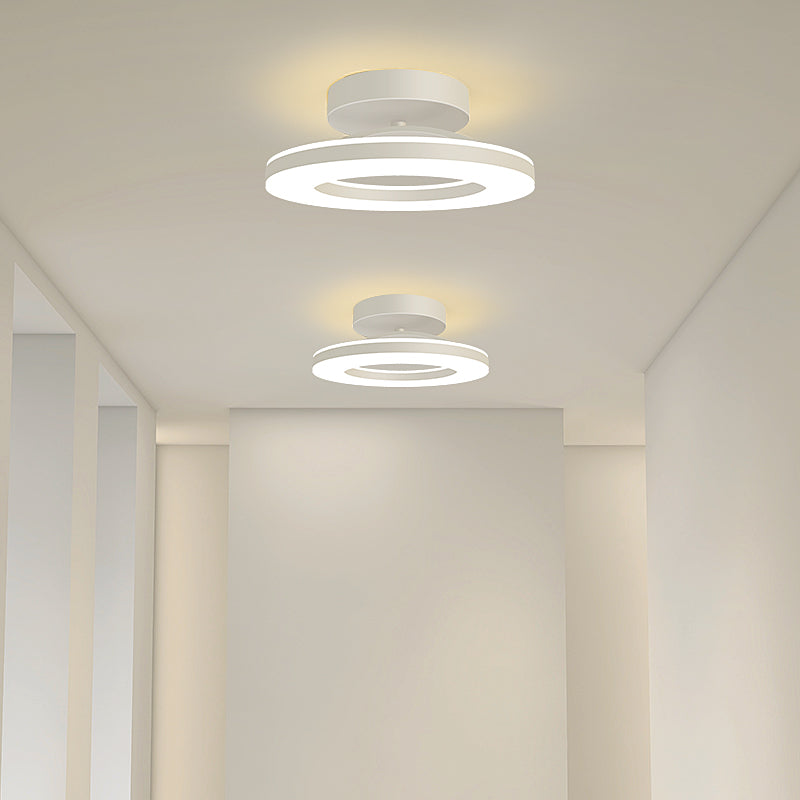 Modern Iron Hallway LED Ceiling Light for Elegant Ambiance White D30*H8CM Dimmable By Remote Control NALANI