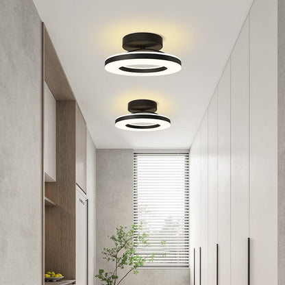 Modern Iron Hallway LED Ceiling Light for Elegant Ambiance Black Dimmable By Remote Control NALANI
