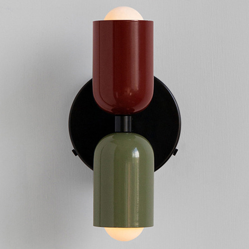 Modern Short Double Head Vintage Utility Room Wall Light Fixture Red+Green D12×H23cm NALANI
