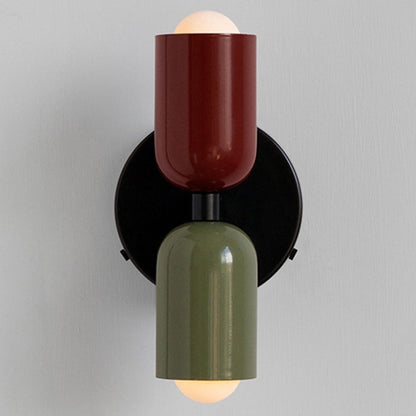 Modern Short Double Head Vintage Utility Room Wall Light Fixture Red+Green D12×H23cm NALANI