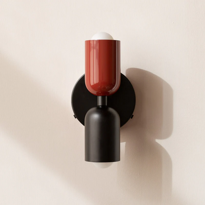 Modern Short Double Head Vintage Utility Room Wall Light Fixture Red+Black D12×H23cm NALANI