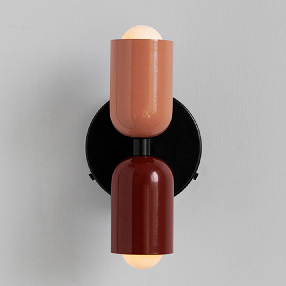Modern Short Double Head Vintage Utility Room Wall Light Fixture Pink+Red D12×H23cm NALANI