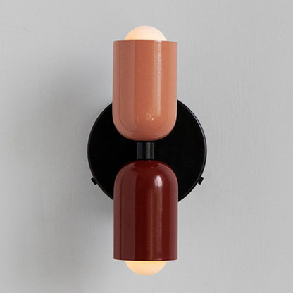 Modern Short Double Head Vintage Utility Room Wall Light Fixture Pink+Red D12×H23cm NALANI