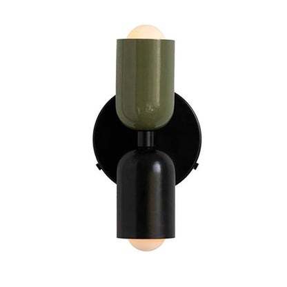 Modern Short Double Head Vintage Utility Room Wall Light Fixture Green+Black D12×H23cm NALANI