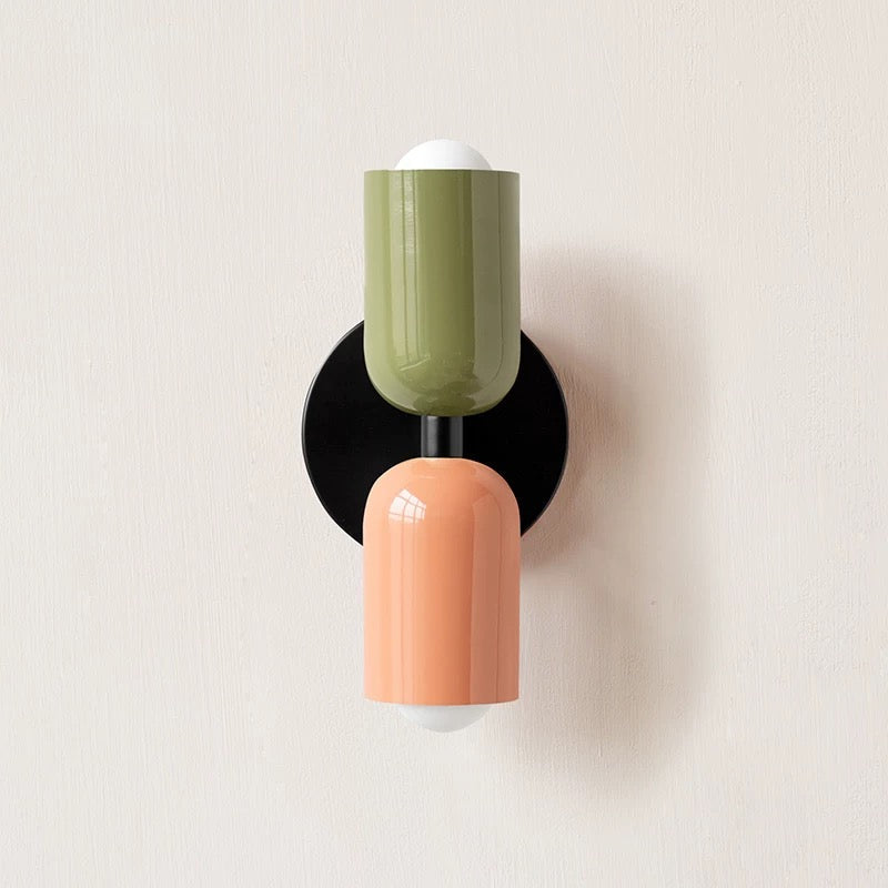 Modern Short Double Head Vintage Utility Room Wall Light Fixture Green+Pink D12×H23cm NALANI