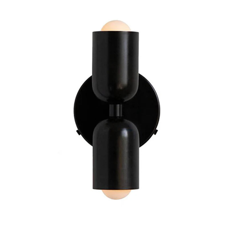 Modern Short Double Head Vintage Utility Room Wall Light Fixture Black D12×H23cm NALANI