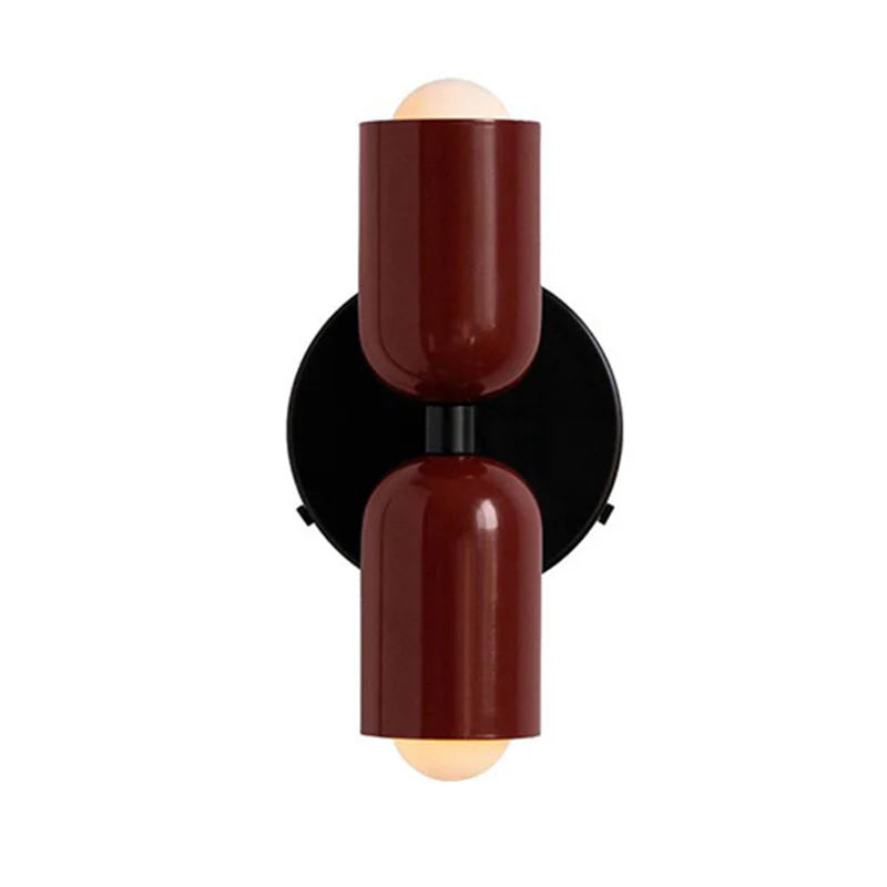 Modern Short Double Head Vintage Utility Room Wall Light Fixture Red D12×H23cm NALANI