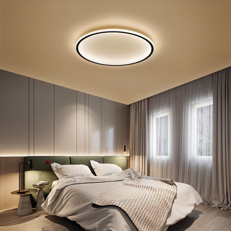 Modern Ultra-thin Round Low Ceiling Light for Elegant Spaces Black NALANI