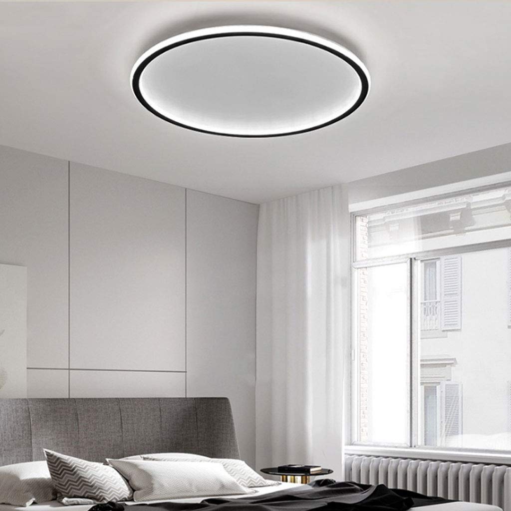 Modern Ultra-thin Round Low Ceiling Light for Elegant Spaces Black D60cm*H5cm White Light NALANI