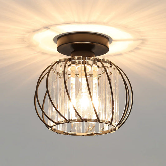 Nordic Luxury Glass Hallway Ceiling Lighting for Modern Spaces Black D16*H16cm NALANI