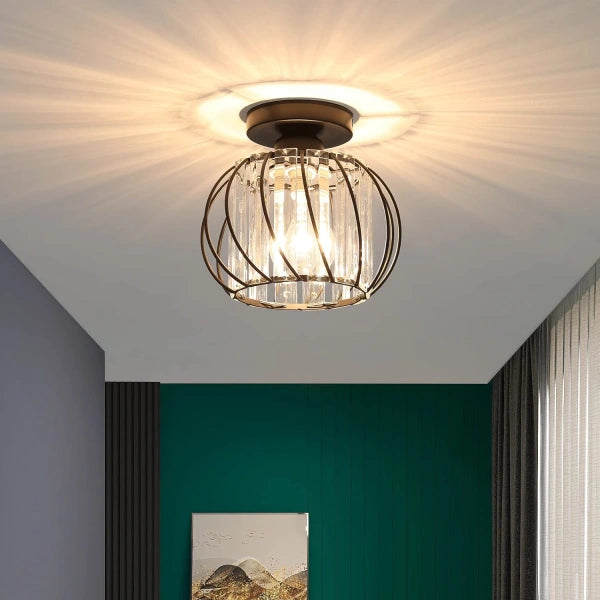Nordic Luxury Glass Hallway Ceiling Lighting for Modern Spaces Black D23*H15cm NALANI