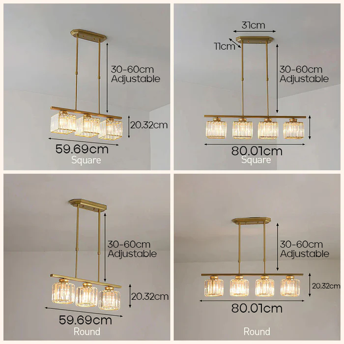 Nordic Multi-Head Designer Long Glass Island Lamps NALANI