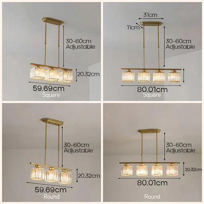 Nordic Multi-Head Designer Long Glass Island Lamps NALANI