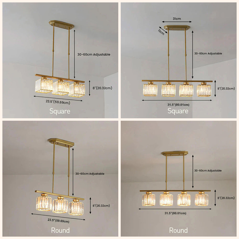Nordic Multi-Head Designer Long Glass Island Lamps NALANI