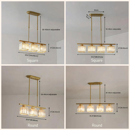 Nordic Multi-Head Designer Long Glass Island Lamps NALANI
