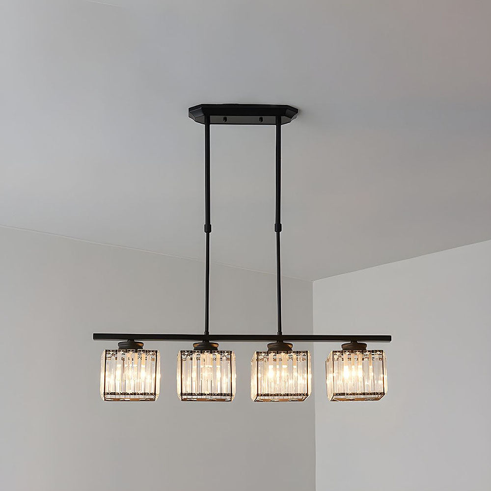 Nordic Multi-Head Designer Long Glass Island Lamps Black Square 4 Lamps D80*H70CM NALANI