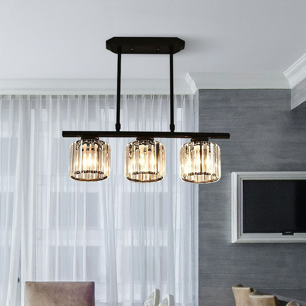 Nordic Multi-Head Designer Long Glass Island Lamps Black Round 3 Lamps D60*H70CM NALANI