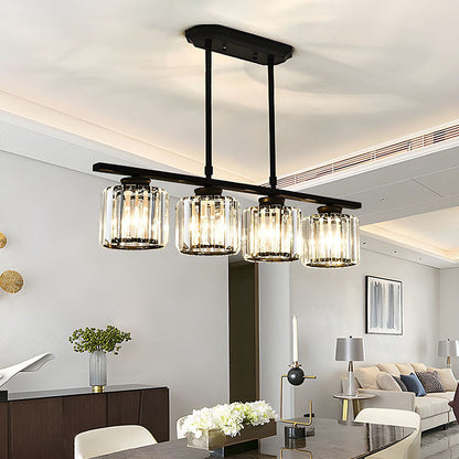 Nordic Multi-Head Designer Long Glass Island Lamps Black Round 4 Lamps D80*H70CM NALANI