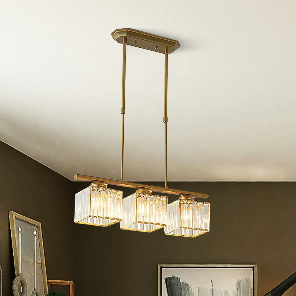 Nordic Multi-Head Designer Long Glass Island Lamps Gold Square 3 Lamps D60*H70CM NALANI