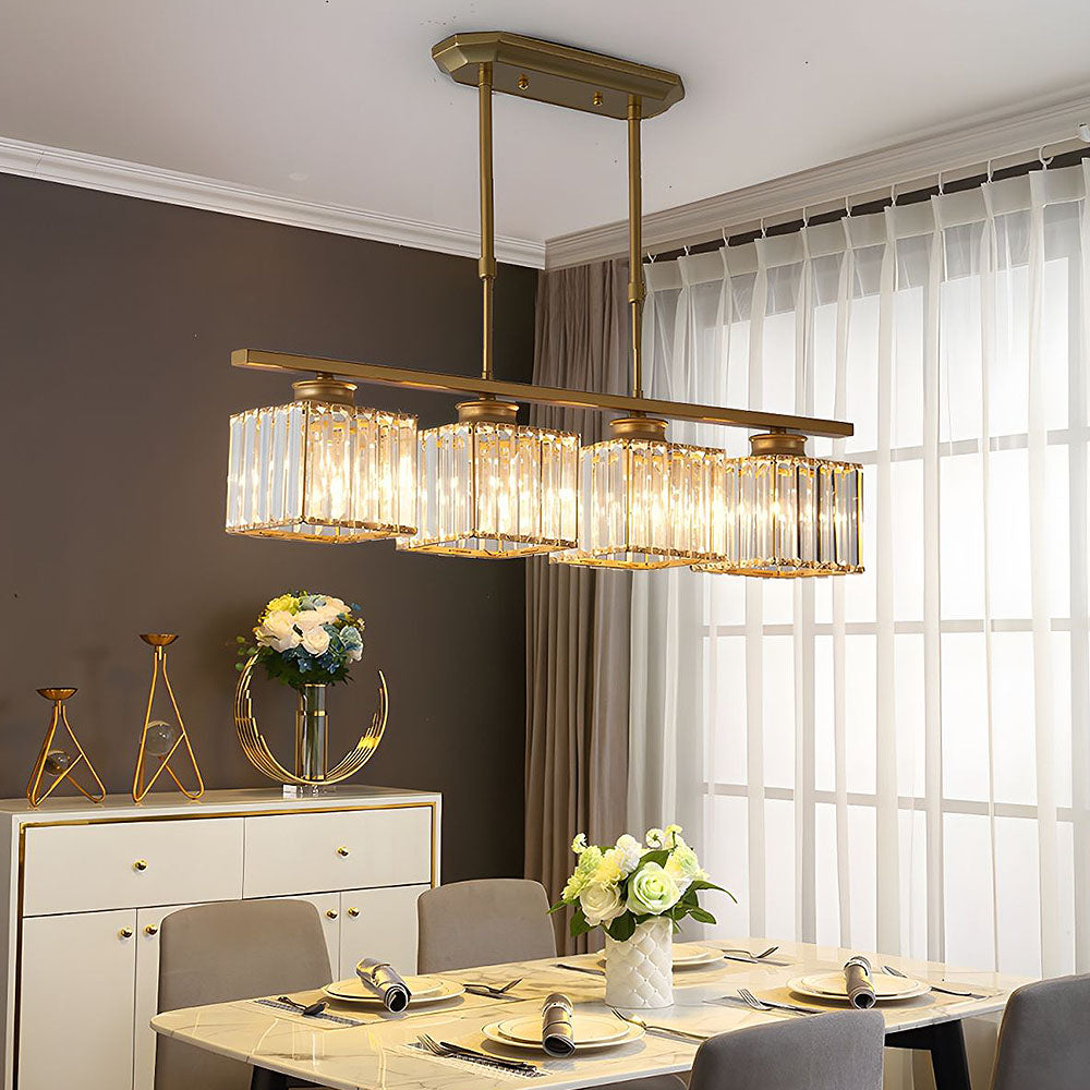 Nordic Multi-Head Designer Long Glass Island Lamps Gold Square 4 Lamps D80*H70CM NALANI