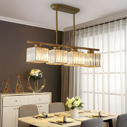 Nordic Multi-Head Designer Long Glass Island Lamps Gold Square 4 Lamps D80*H70CM NALANI