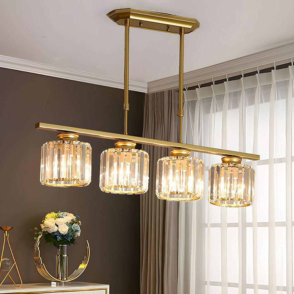 Nordic Multi-Head Designer Long Glass Island Lamps Gold Round 4 Lamps D80*H70CM NALANI